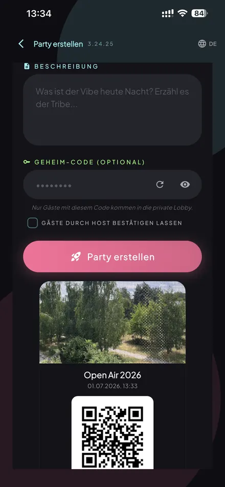 PartySpot — Details & secret code